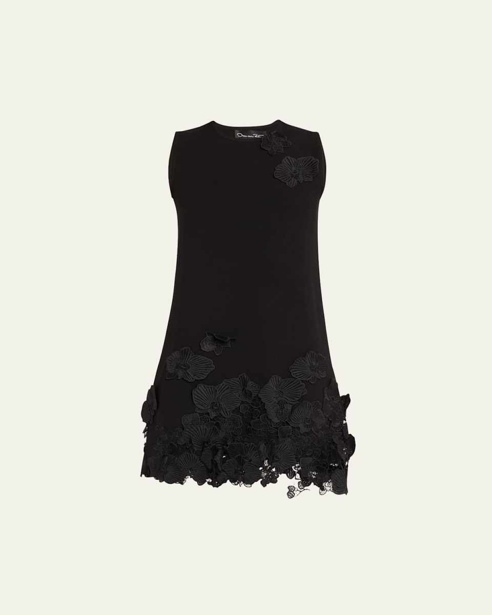 Floral Lace Trapeze Knit Mini Dress